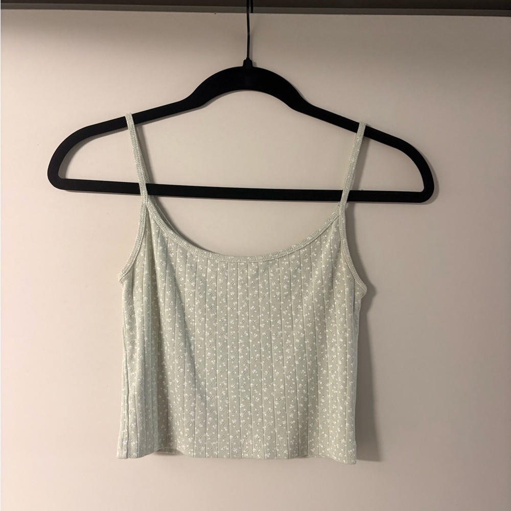 Brandy Melville Green Floral Tank